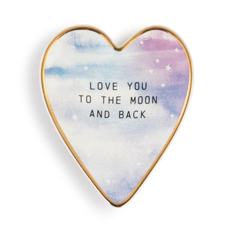 Moon & Back Art Heart Trinket Dish - 3.5x4in