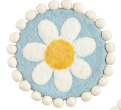 Blue Daisy Wool Trivet