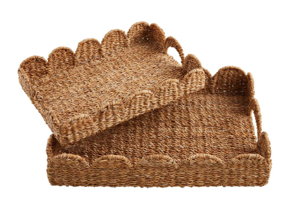 Scalloped Woven Tray Set