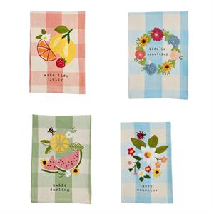 Fruity Floral Check Towels