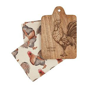 Rooster & Pig Board & Towel Sets