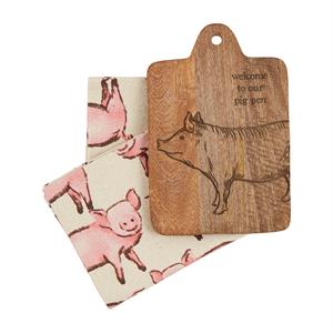 Rooster & Pig Board & Towel Sets