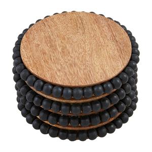 Black Edge Beaded Coasters Set