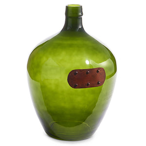 16" DEMIJOHN VASE WITH METAL PLATE TAG