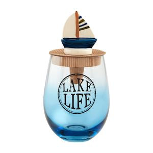 Lake Life Wine Glass & Stopper Set