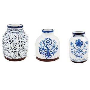 Blue Floral Vases