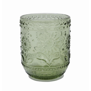 Floral Embossed Drinking Glass