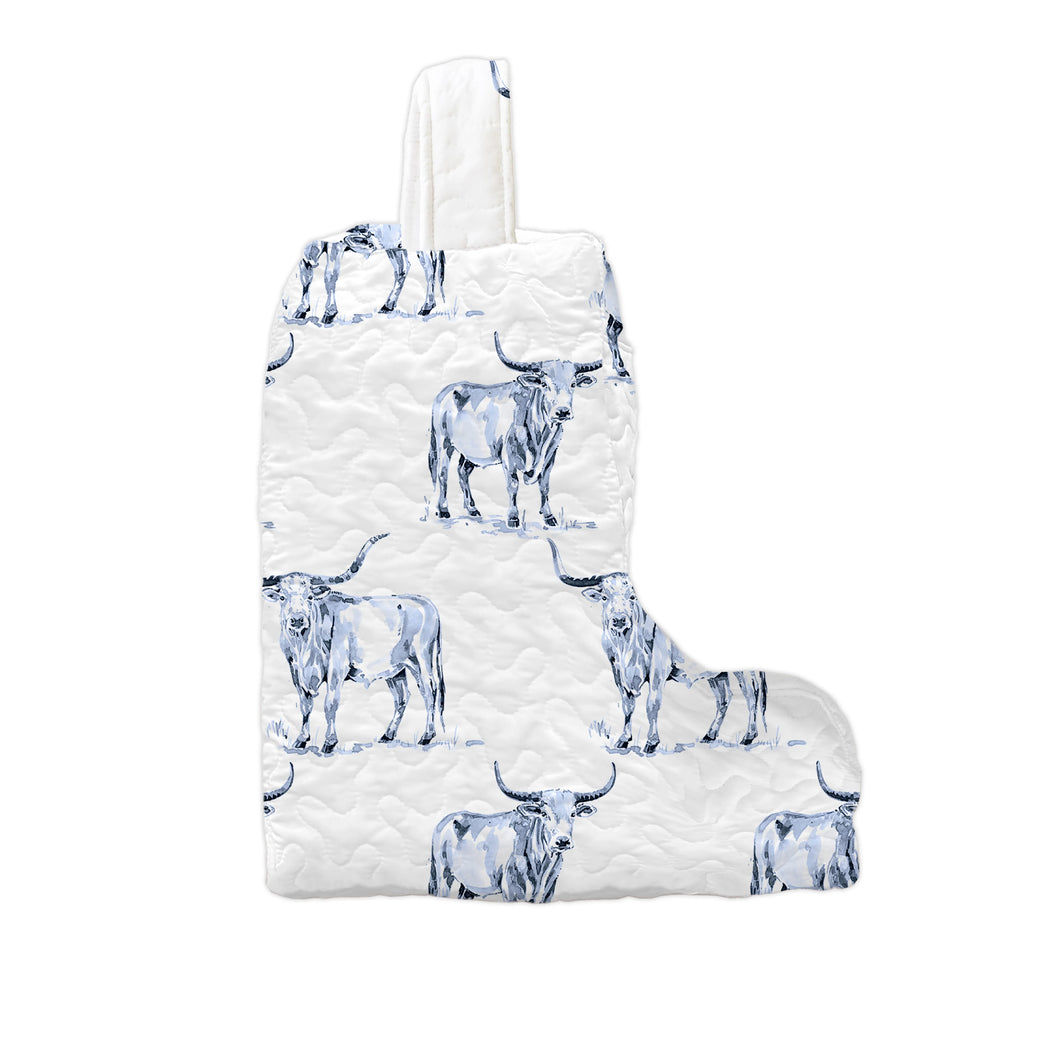 Longhorn Icon Blue Quilted Boot Bag