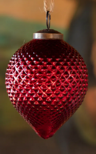 Cone Hobnail Ruby Glass 4" Ornament