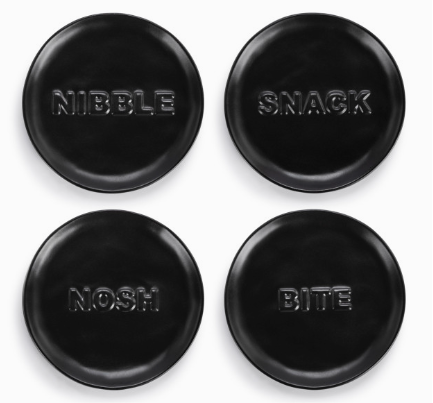 Black Nibble Appetizer Plates Set of 4 - 5in