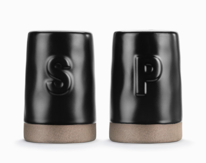 Black Gather Round Salt & Pepper Set of 2 - 2x3in
