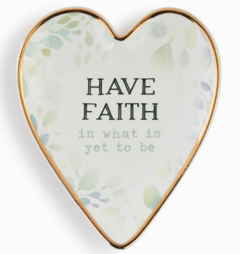 Faith Art Heart Trinket Dish - 3.5x4in