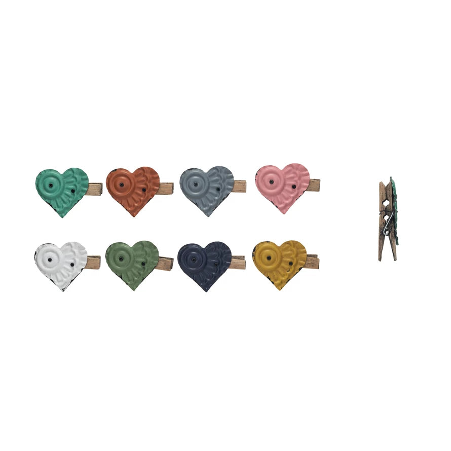 Embossed Metal Heart Clip, 8 Colors