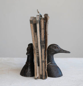 Cast Iron Duck Head Bookends, Distressed Black, Set of 2