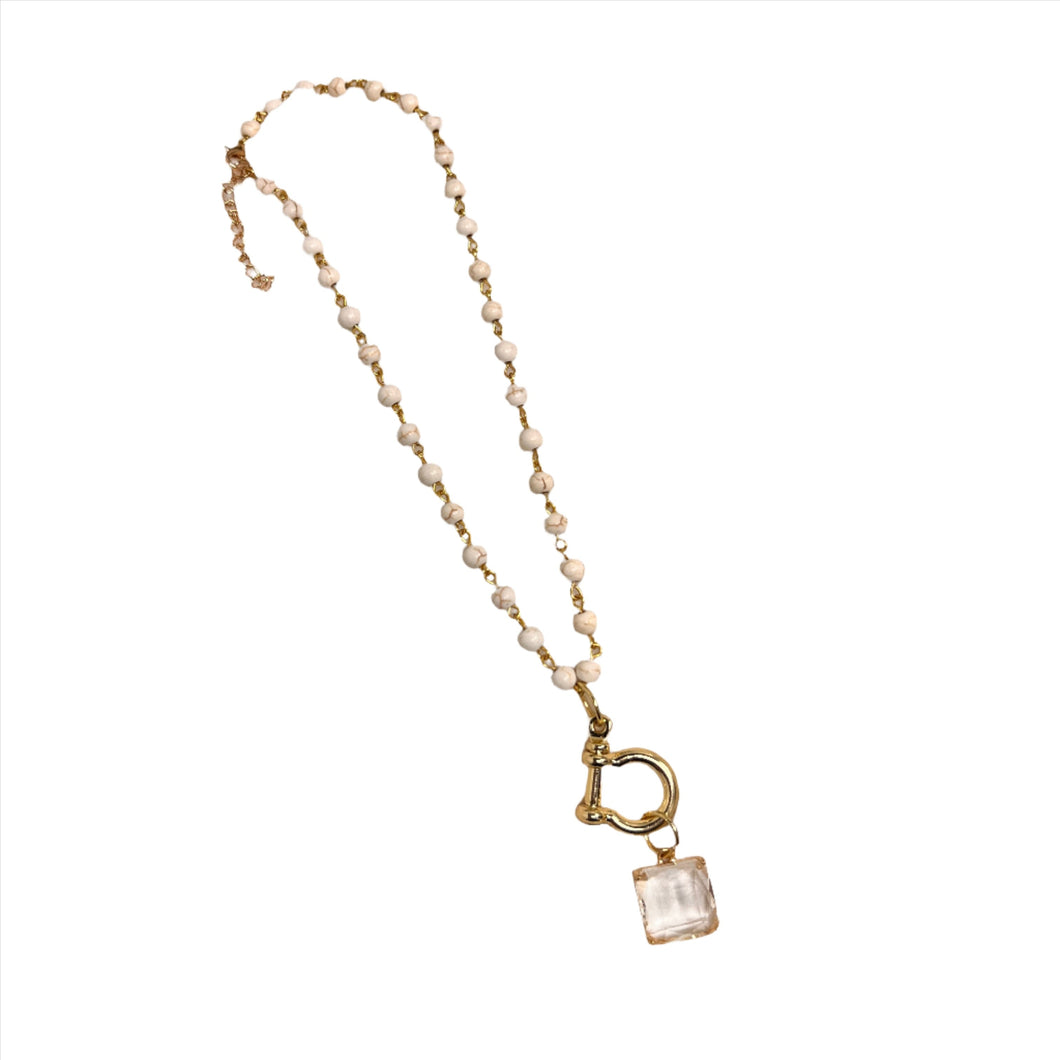 Ellie Square Stone Gold Necklace