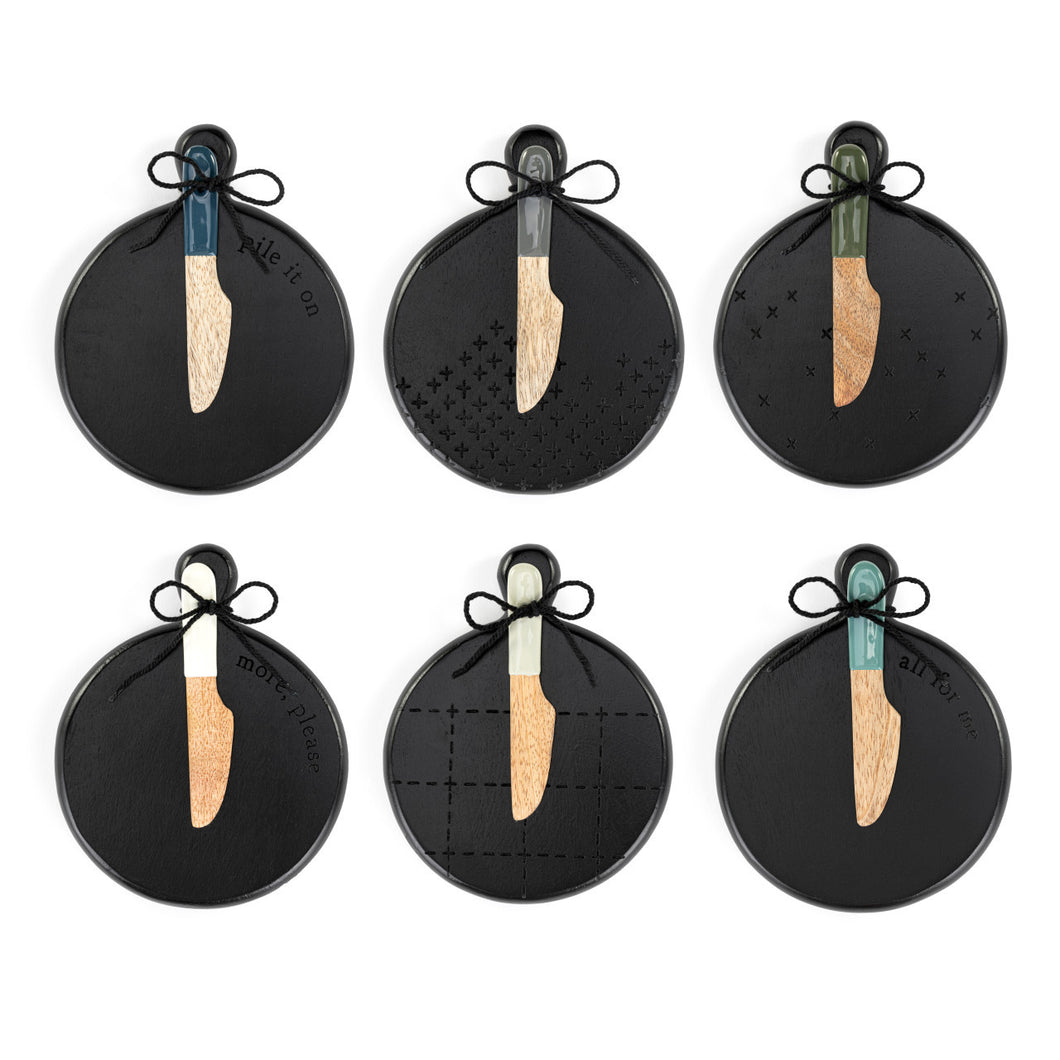 Mini Wood Serving Board Ebony - 6 Assorted