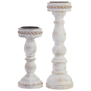 15.75" Distressed Candle Holder, Set of 2