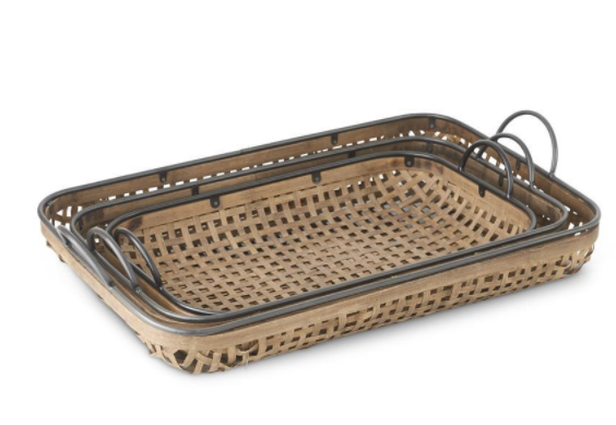 Rectangle Bamboo Tray w/ Metal Trim