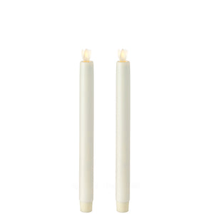 Moving Flame Ivory Taper Candle- 10.5" Set of 2