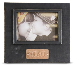 Black Wooden Picture Frame w/ YOU & ME Embossed Leather Tag