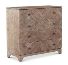 Load image into Gallery viewer, Gray Washed Diamond Carved 4 Drawer Dresser w/ Black Handles
