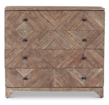 Load image into Gallery viewer, Gray Washed Diamond Carved 4 Drawer Dresser w/ Black Handles
