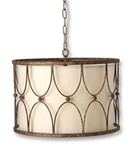 20.5" Metal Drum Chandelier w/ Fabric Shade