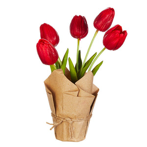 10.75" Real Touch Potted Tulips