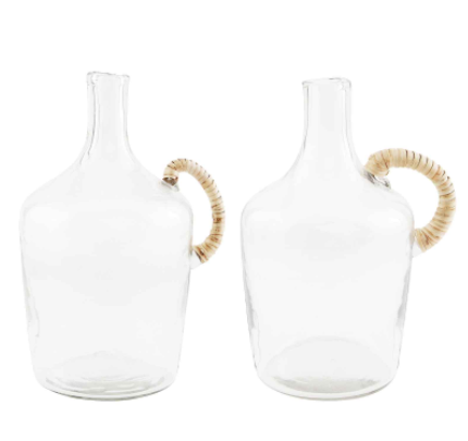 Glass Jug with Wicker Handle