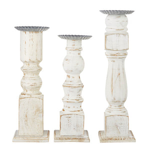 14.75" Distressed Candle Holders, Set of 3