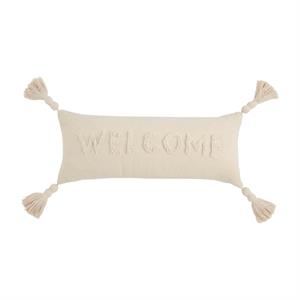 Welcome LB Tufted Cotton Word Pillow