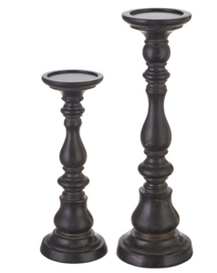 16" Black Candle Holders, Set of 2