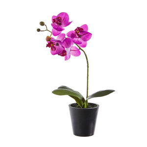 16" Real Touch Potted Purple Orchid