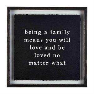 Being A Family Black Glass Plaque