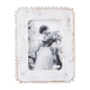 Large White Beaded Frame