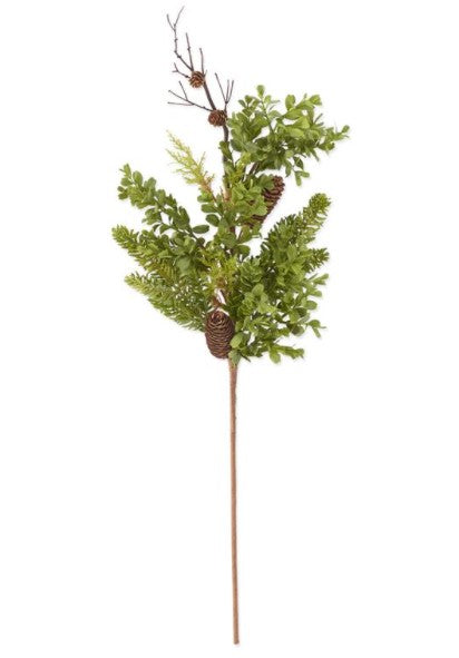 Mixed Foliage Branch w/ Pinecones