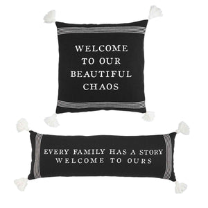 Family Stripe Black Pillows
