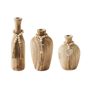 Beaded Wood Vases