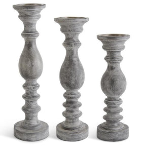 Gray Wood Candleholder