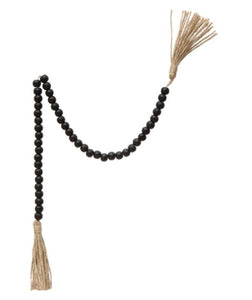 28" Wood Bead Garland w/ Jute Tassels