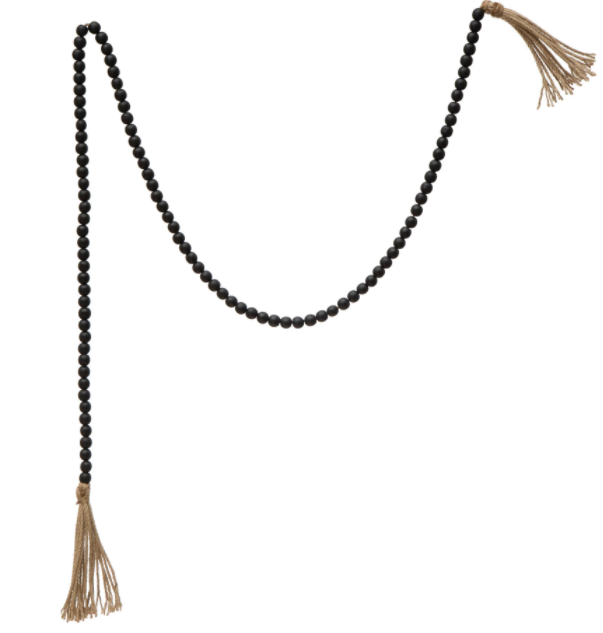 Paulownia Wood Bead Garland with Jute Tassels