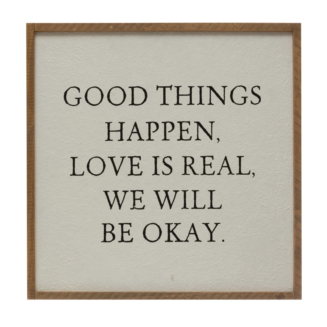 Good Things Happen Wood Framed Wall