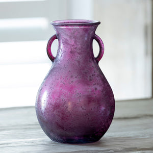 Frosted Cranberry Glass Vase