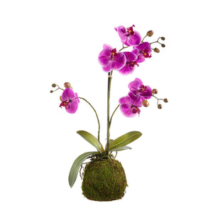 23.5" Real Touch Purple Orchid Moss Ball