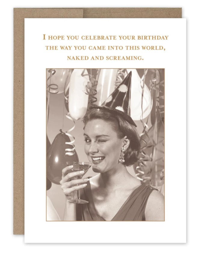 Naked And Screaming Birthday Card