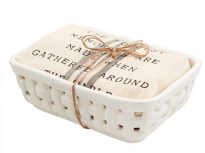 Ceramic Basket & Towel Set