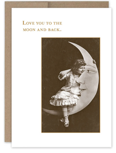 Little Girl On Moon Love Card