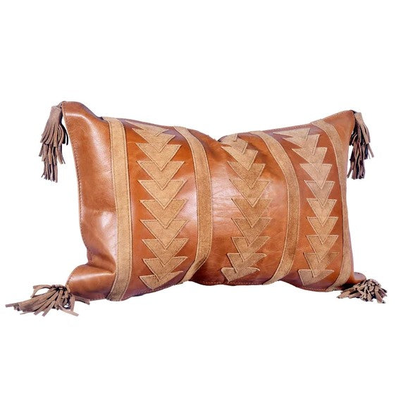 Genuine Leather & Suede Arrow Throw Pillow