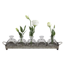 Load image into Gallery viewer, Decorative Metal Tray with glass vases
