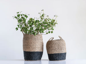 Natural seagrass baskets with handles
